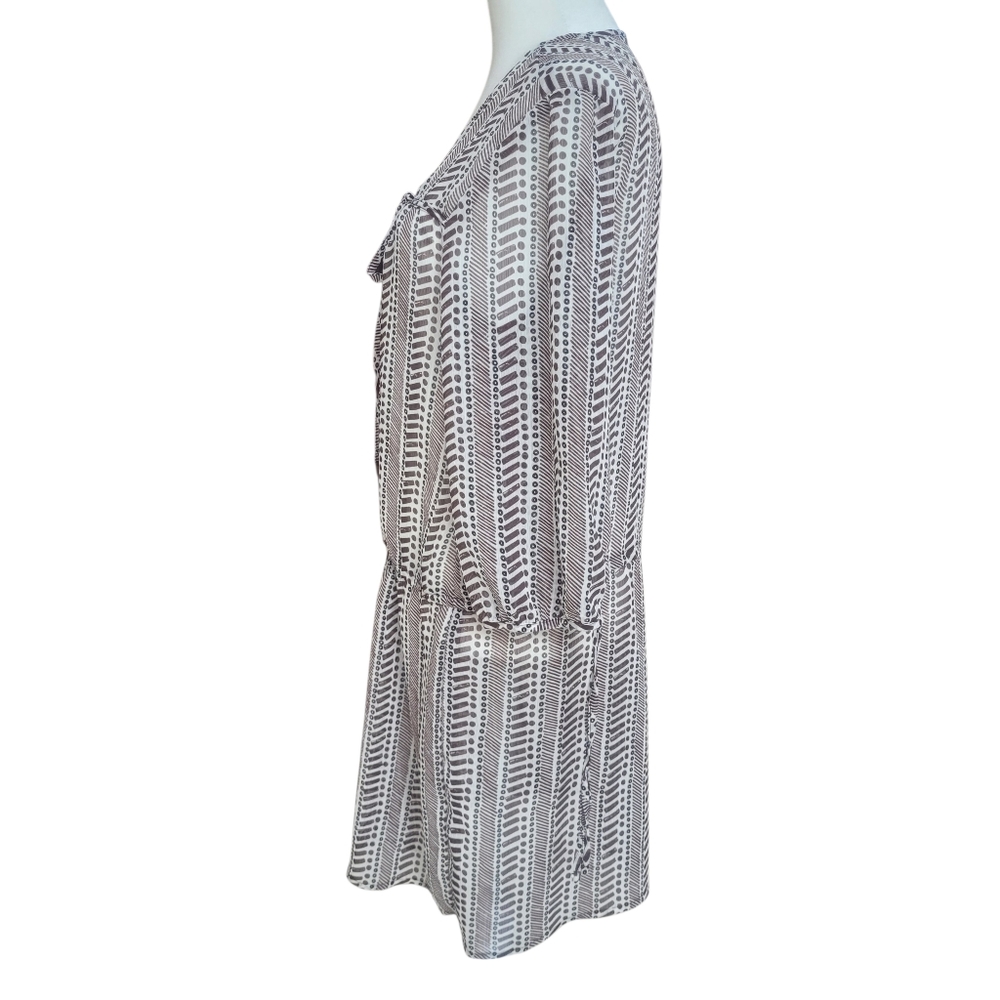 Merona Brown & White Patterned Cover-Up with Drawstring Waist  Lightweight Sz M - Picture 3 of 10